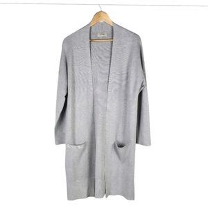 Charlie Paige Long Open Cardigan Pouch Pocket Light Gray No Size Measures Medium